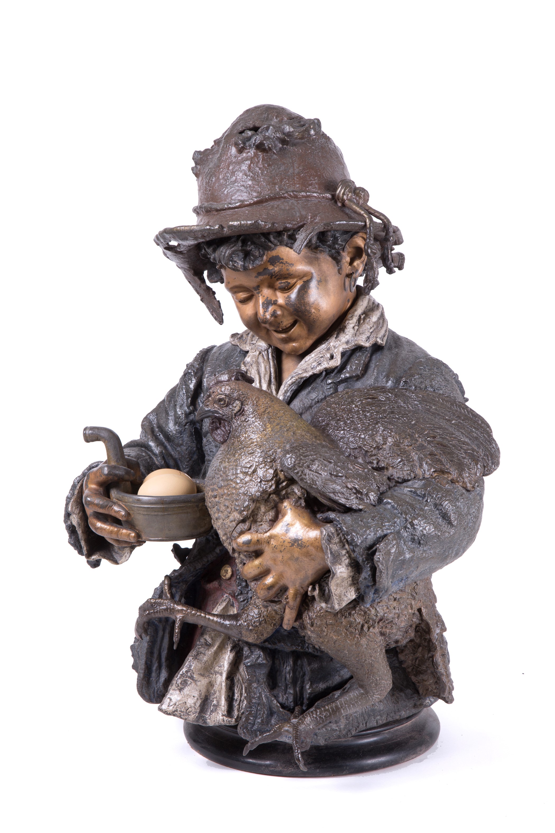 Scultura "CONTADINO CON GALLINA"