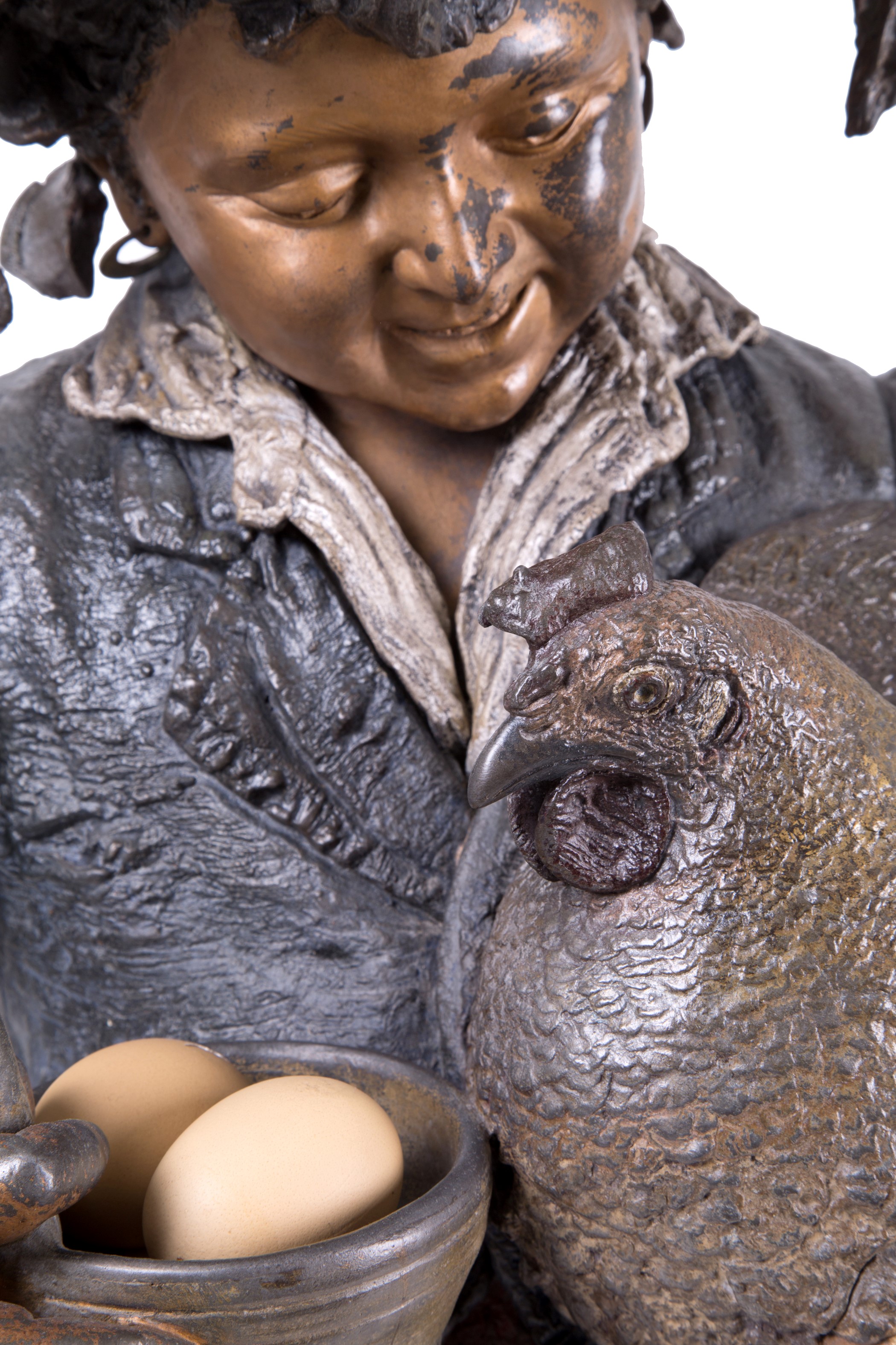 Scultura "CONTADINO CON GALLINA"