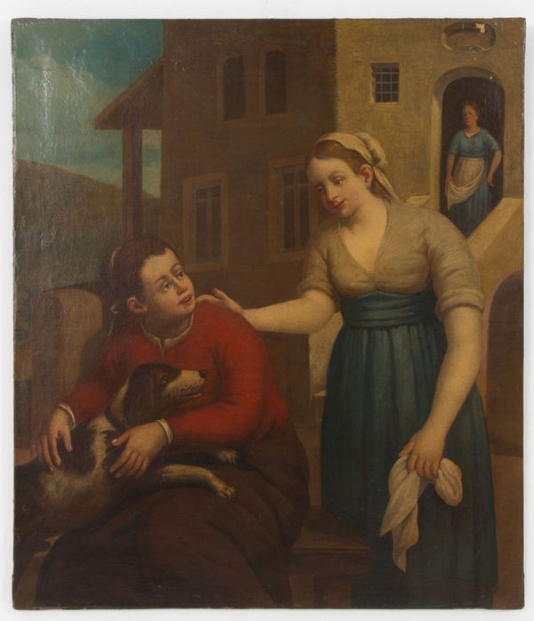 Painting "FAMILY WITH DOG"