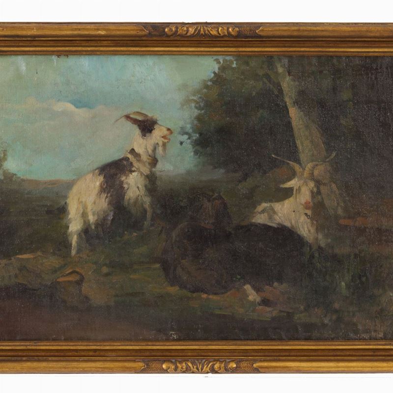 Giuseppe Palizzi - Dipinto "capre"