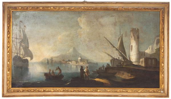 Dipinto "MARINA CON PERSONAGGI"