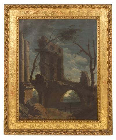 Dipinto "paesaggio Fluviale con Architettura"