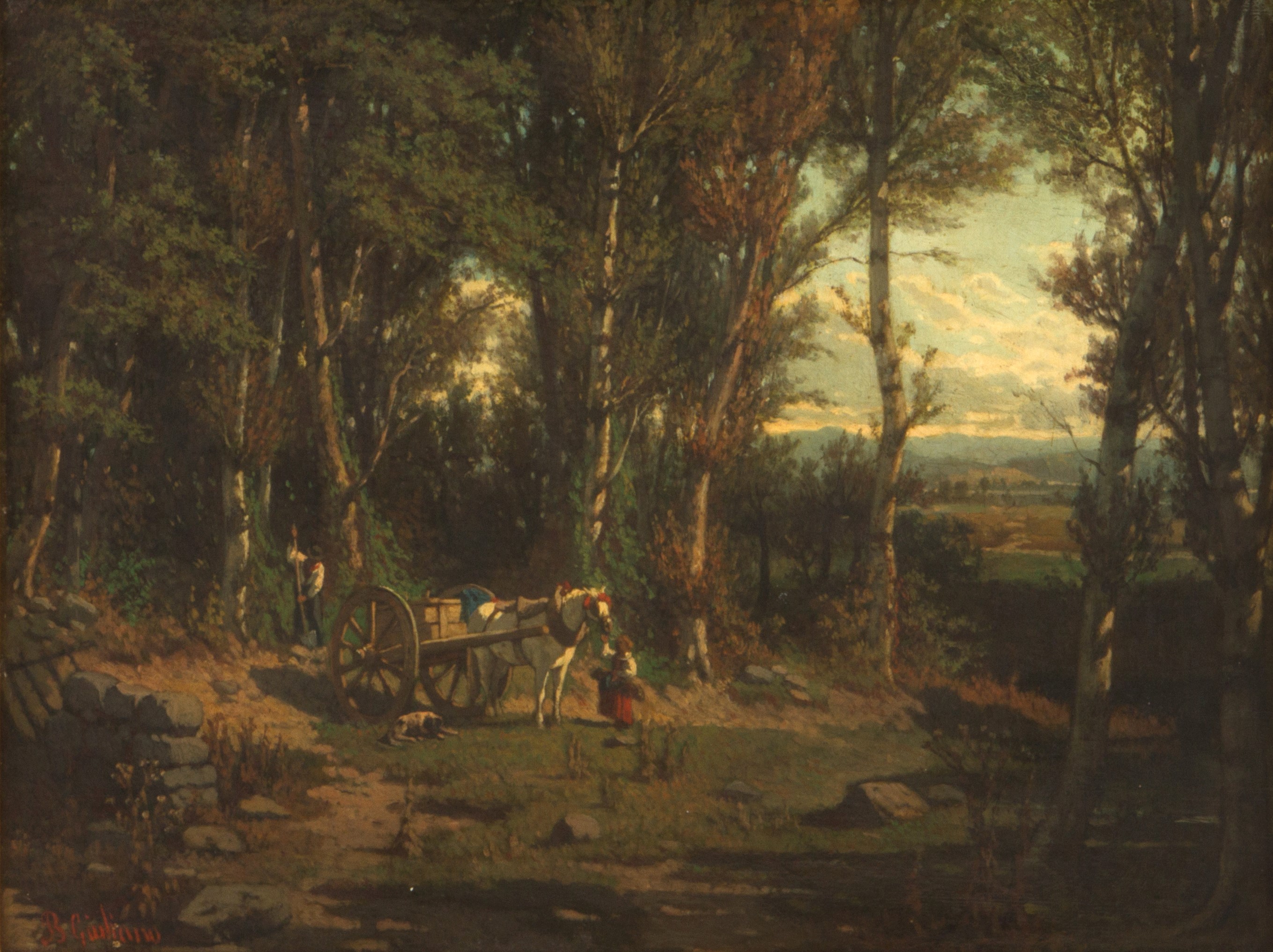 Bartolomeo Giuliano - Dipinto "paesaggio con Personaggi"