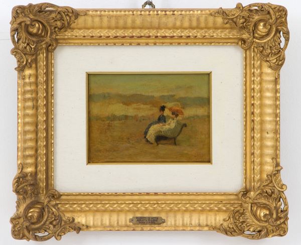 Painting "DAME ON THE BENCH"