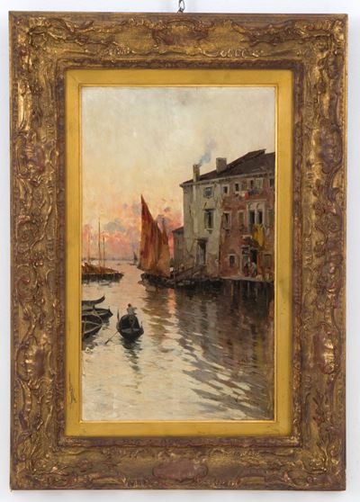 Dipinto 'canale della Giudecca a Venezia'