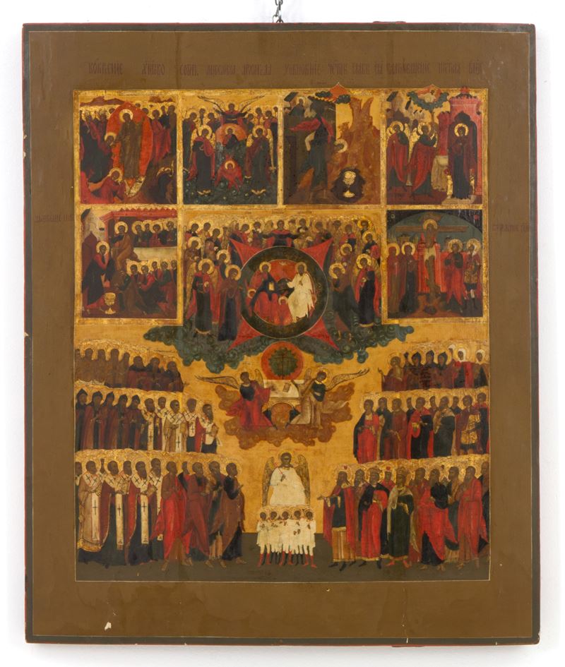 Icona "concilio di San Michele Arcangelo e Scene Bibliche"