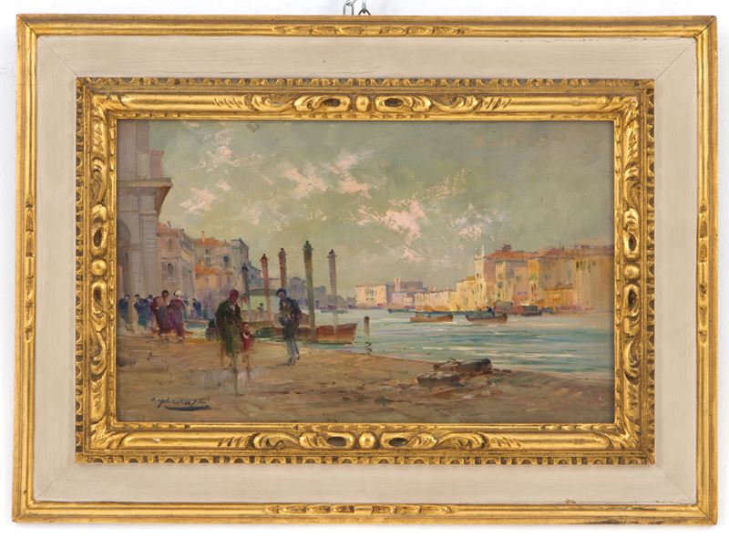 Cesare Gheduzzi - Dipinto "mattino, Canal Grande a Venezia"