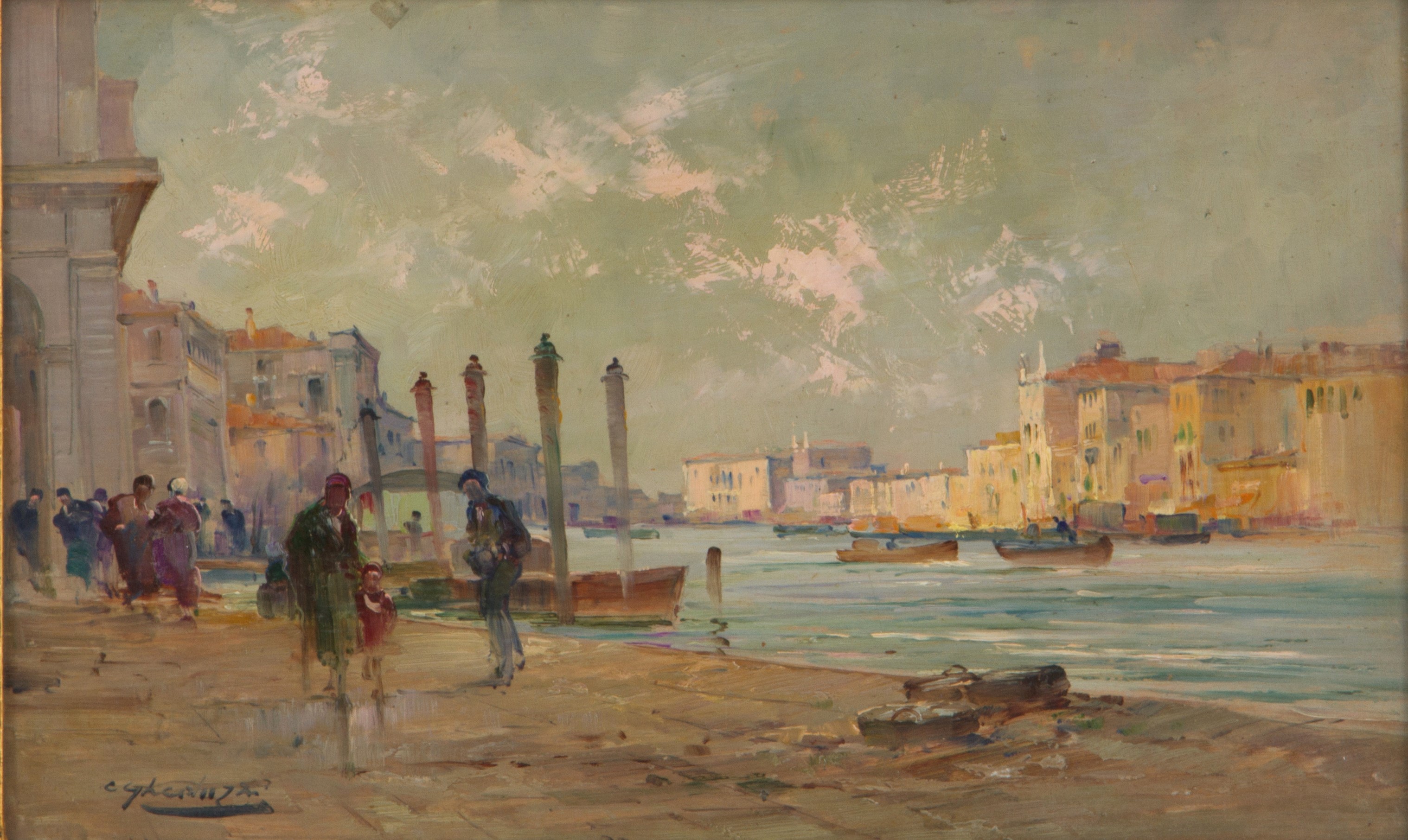 Cesare Gheduzzi - Dipinto "mattino, Canal Grande a Venezia"