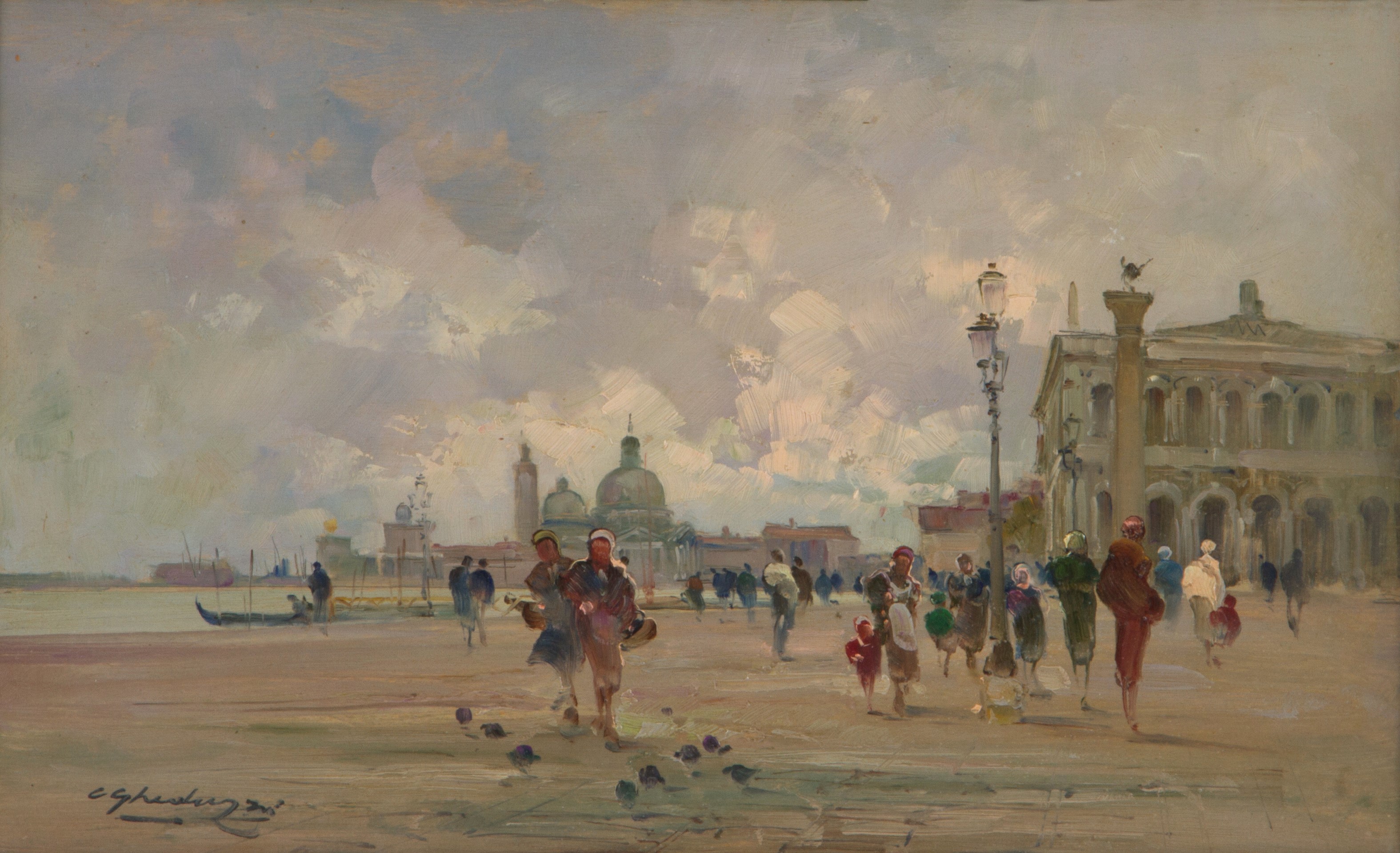 Cesare Gheduzzi - Dipinto "chiesa Madonna della Salute a Venezia"