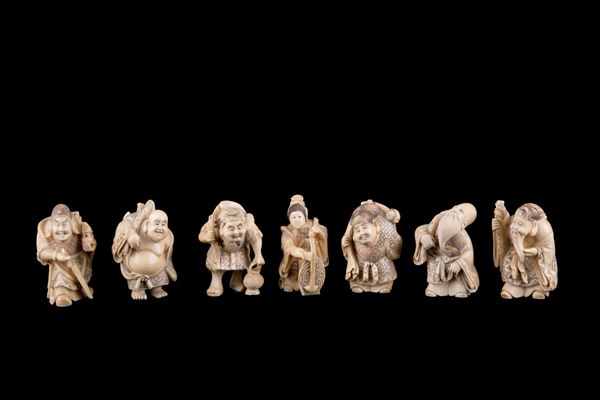 Seven ivory figures