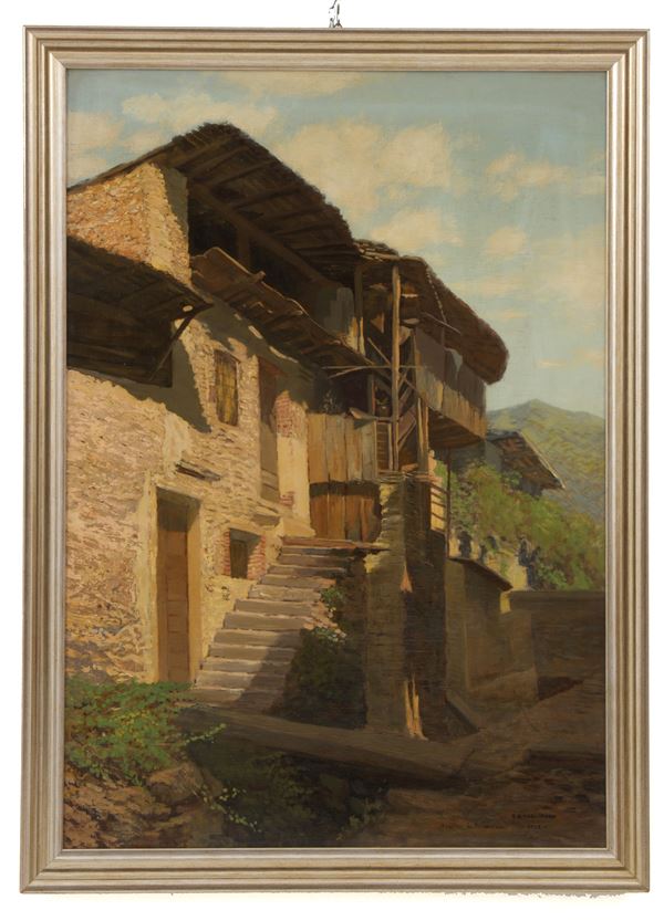 CARLO COSTANTINO TAGLIABUE - Painting "RUSTIC IN VALSASSINA"