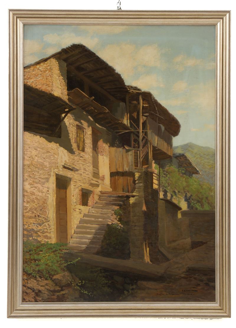 Carlo Costantino Tagliabue - Dipinto "rustico in Valsassina"