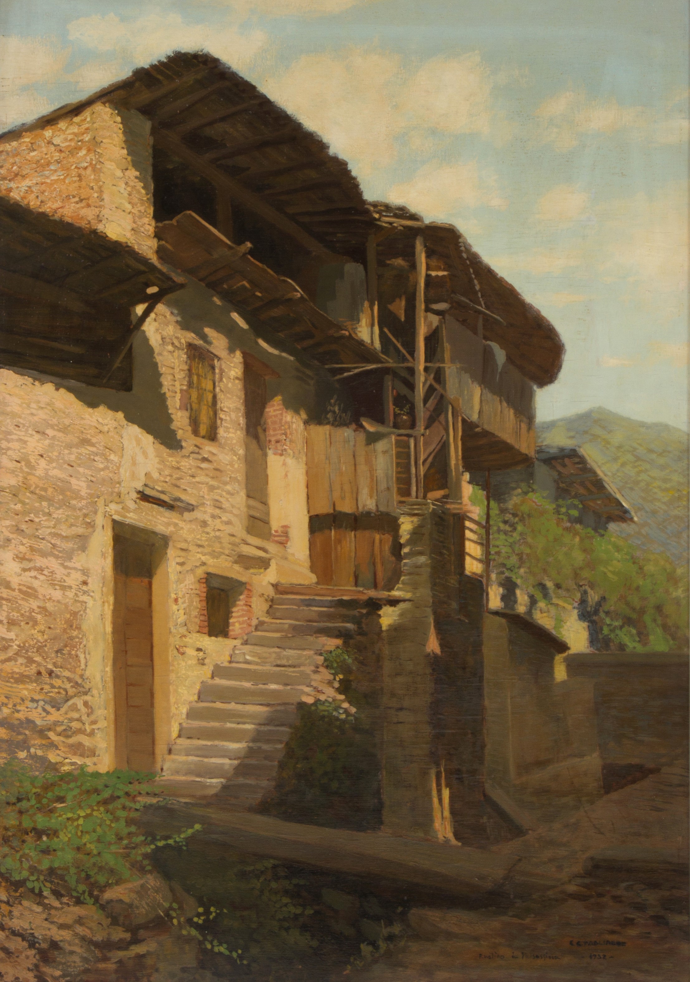 Carlo Costantino Tagliabue - Dipinto "rustico in Valsassina"
