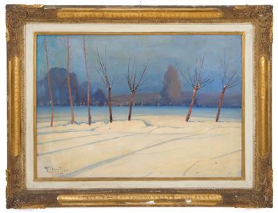 Dipinto "paesaggio Invernale con Alberi"
