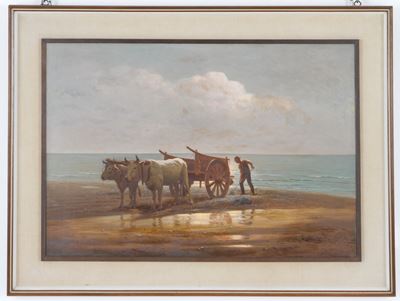 Dipinto "carro con Buoi e Contadino"