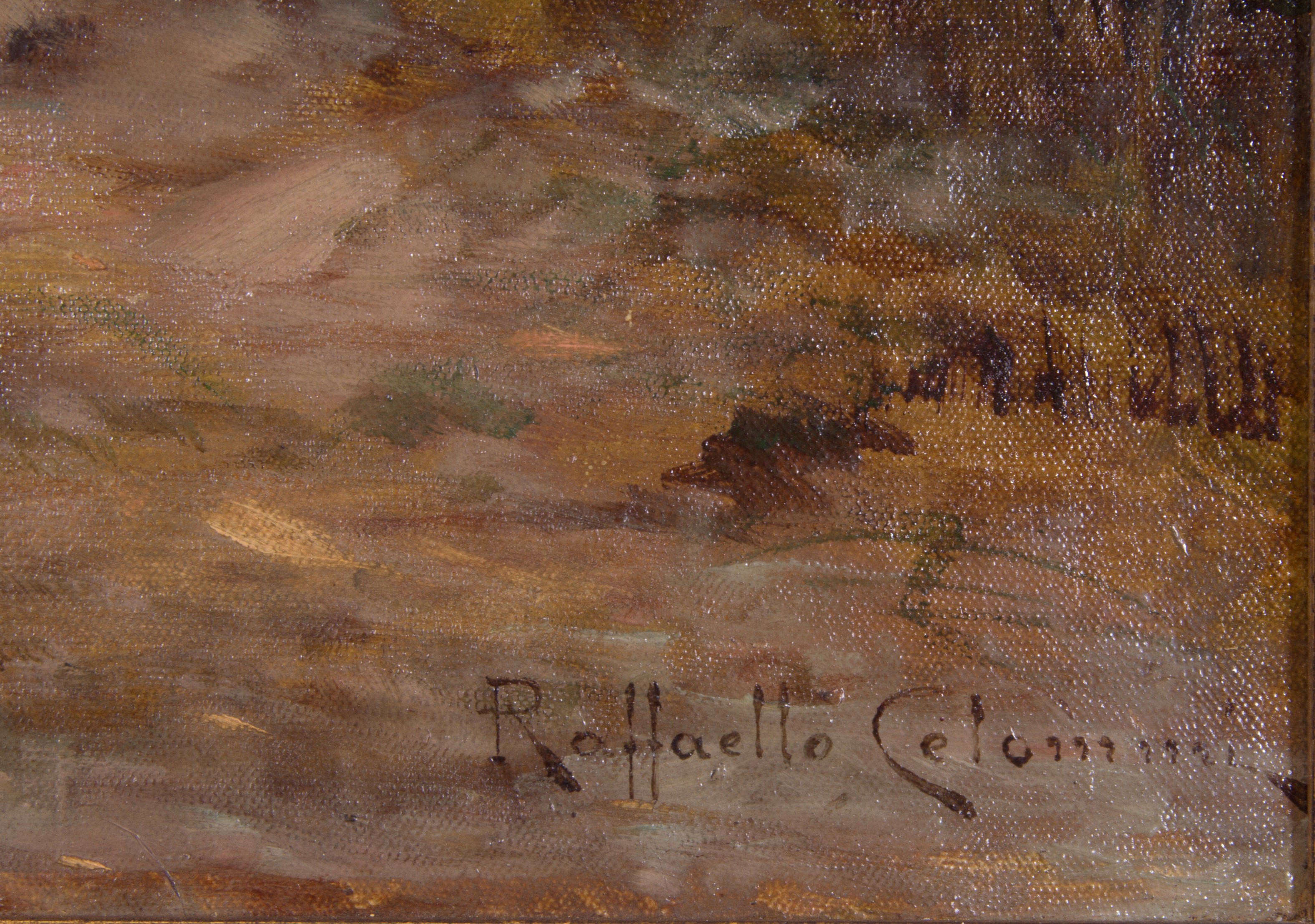 Raffaello Celommi - Dipinto "contadina con Fascio di Fieno"