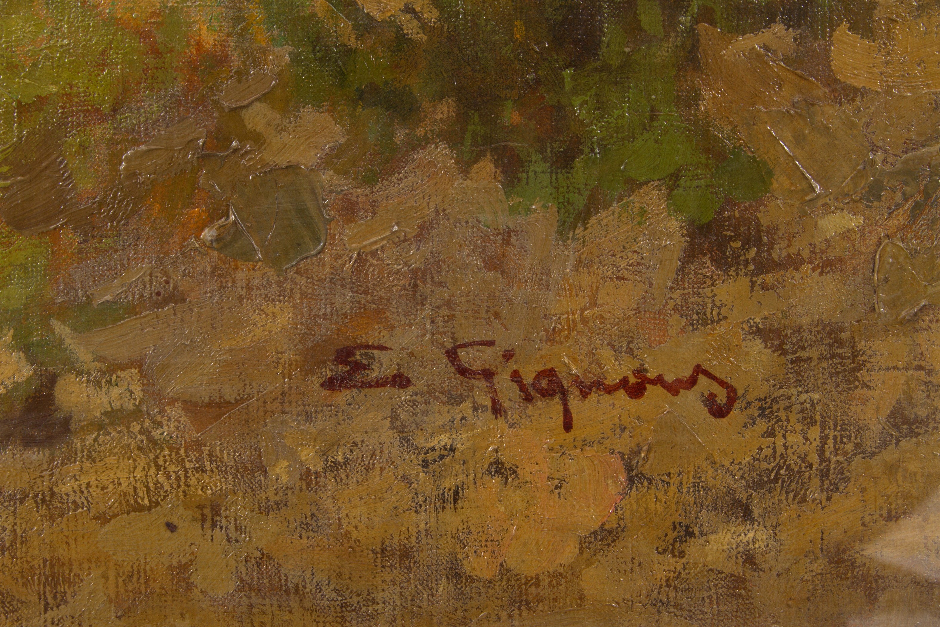 Eugenio Gignous - Dipinto "il Monte Fletschhorn-sempione con Pastorelle"