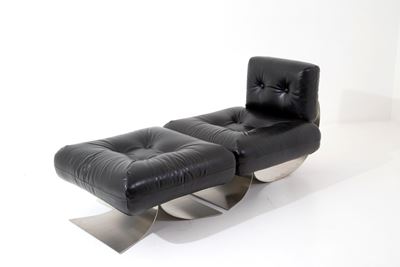 Poltrona con Pouff per Mobilier International