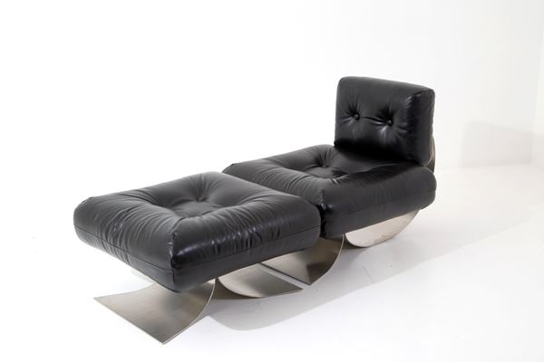 OSCAR NIEMEYER - Armchair with ottoman for MOBILIER INTERNATIONAL