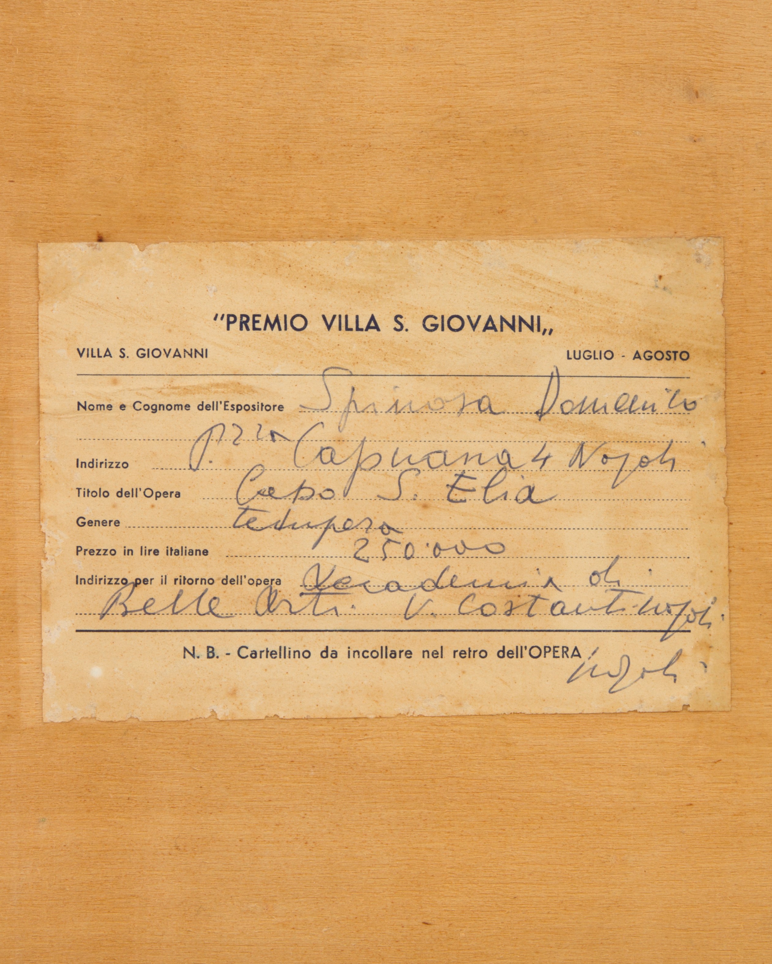 Domenico Spinosa - Dipinto "capo S. Elia"