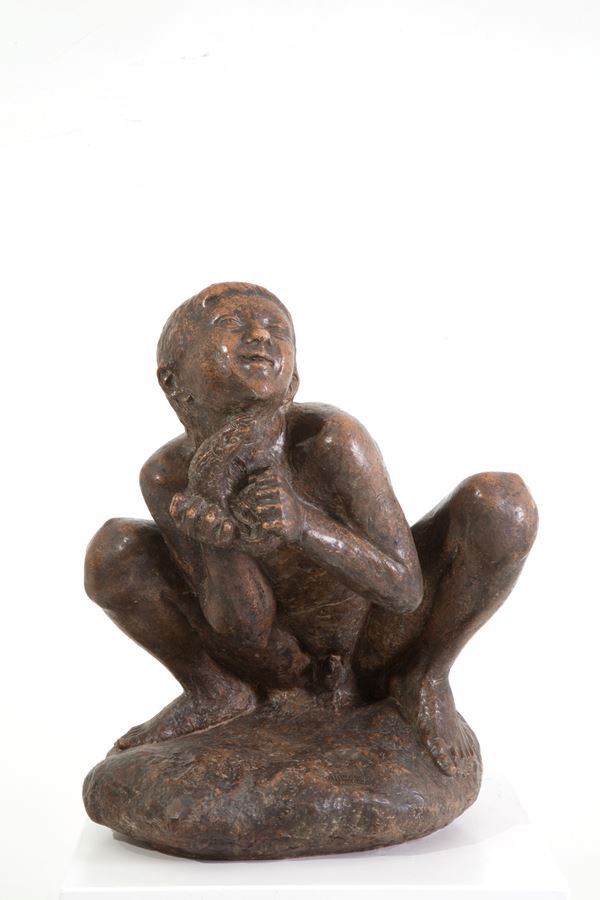 LUCIANO MINGUZZI - Sculpture "YOU WITH FISH IN HAND"