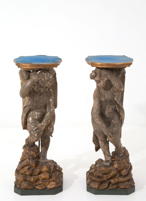 Pair of sculptures with angels
