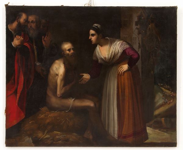 DONATO ARSENIO MASCAGNI - Dipinto ''GIOBBE SUL LETAMAIO''