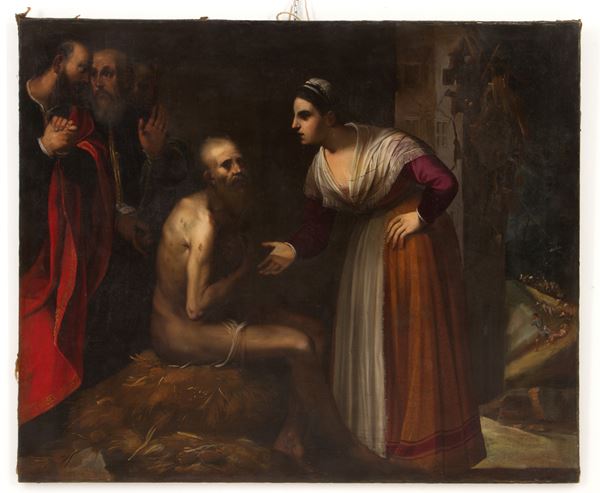 DONATO ARSENIO MASCAGNI - Painting ''GIOBBE ON THE DUNGHILL'