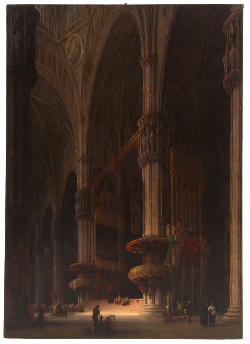 Ludwig Mecklenburg - Dipinto "interno del Duomo di Milano"