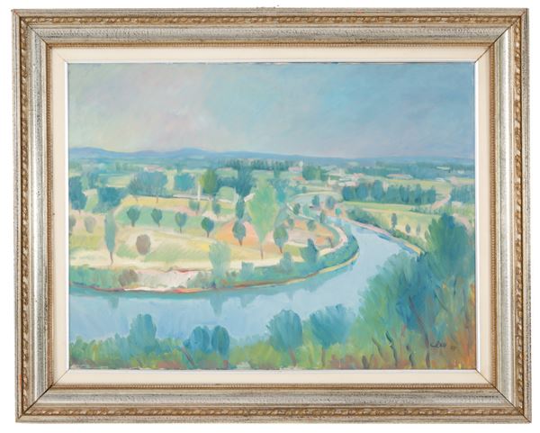 CARLO DUSI - Painting "BEND OF THE MINCIO RIVER"