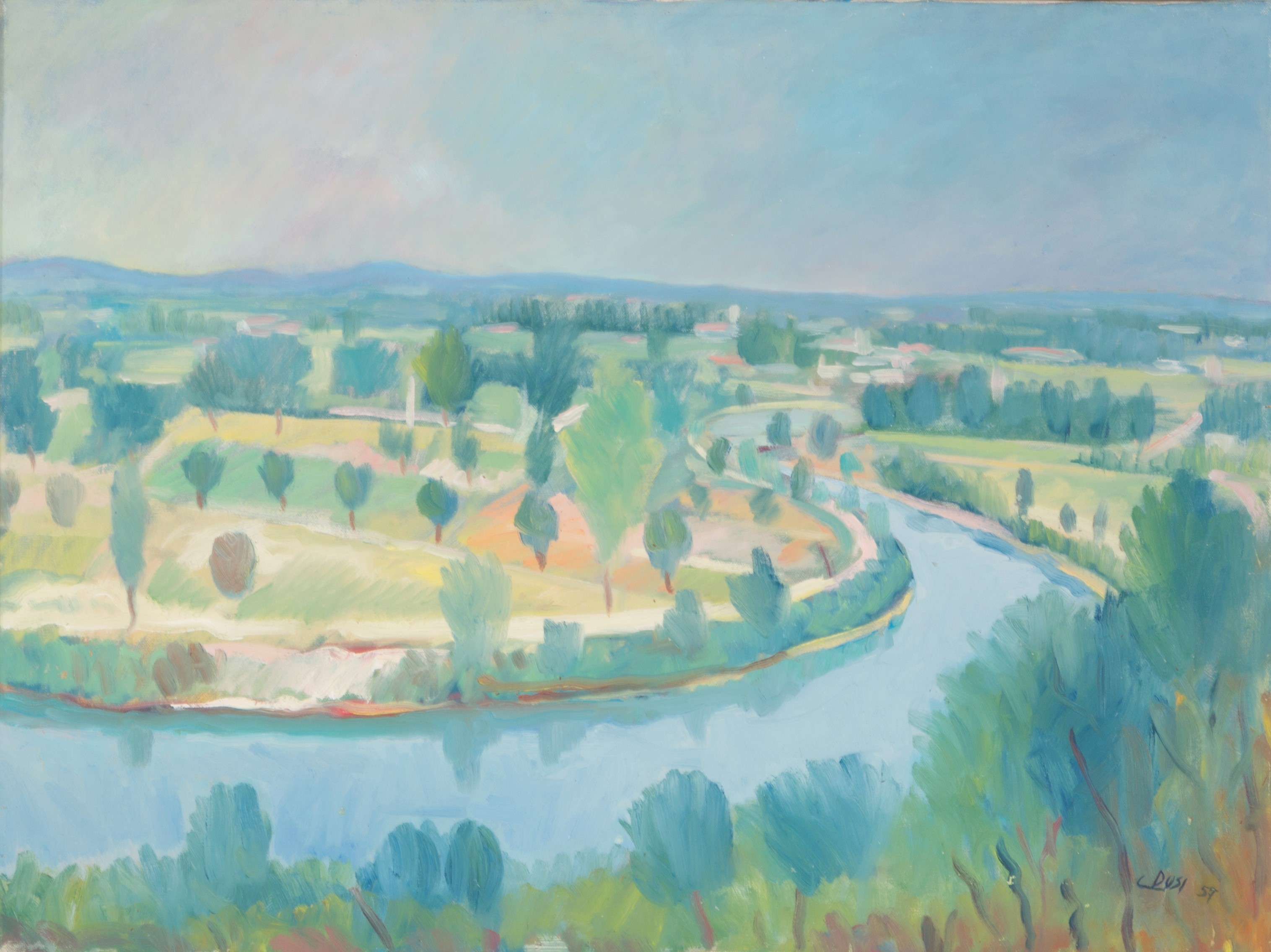 Carlo Dusi - Dipinto "ansa del Fiume Mincio"