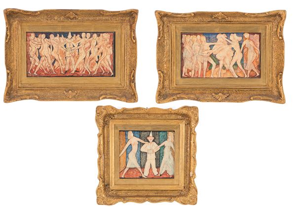 CARLO DUSI - Three mixed techniques "DANCING PARTIES"