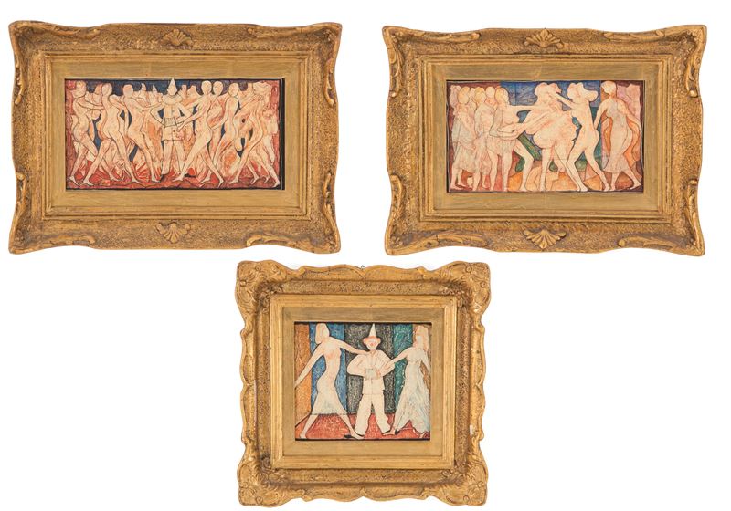 Carlo Dusi - Tre Tecniche Miste "feste Danzanti"