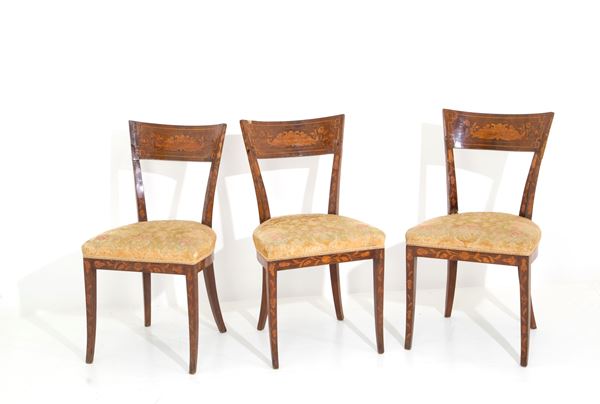 Three inlaid chairs