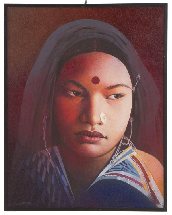 TIZIANO BERTACCO - Painting "TAMIL WOMAN"