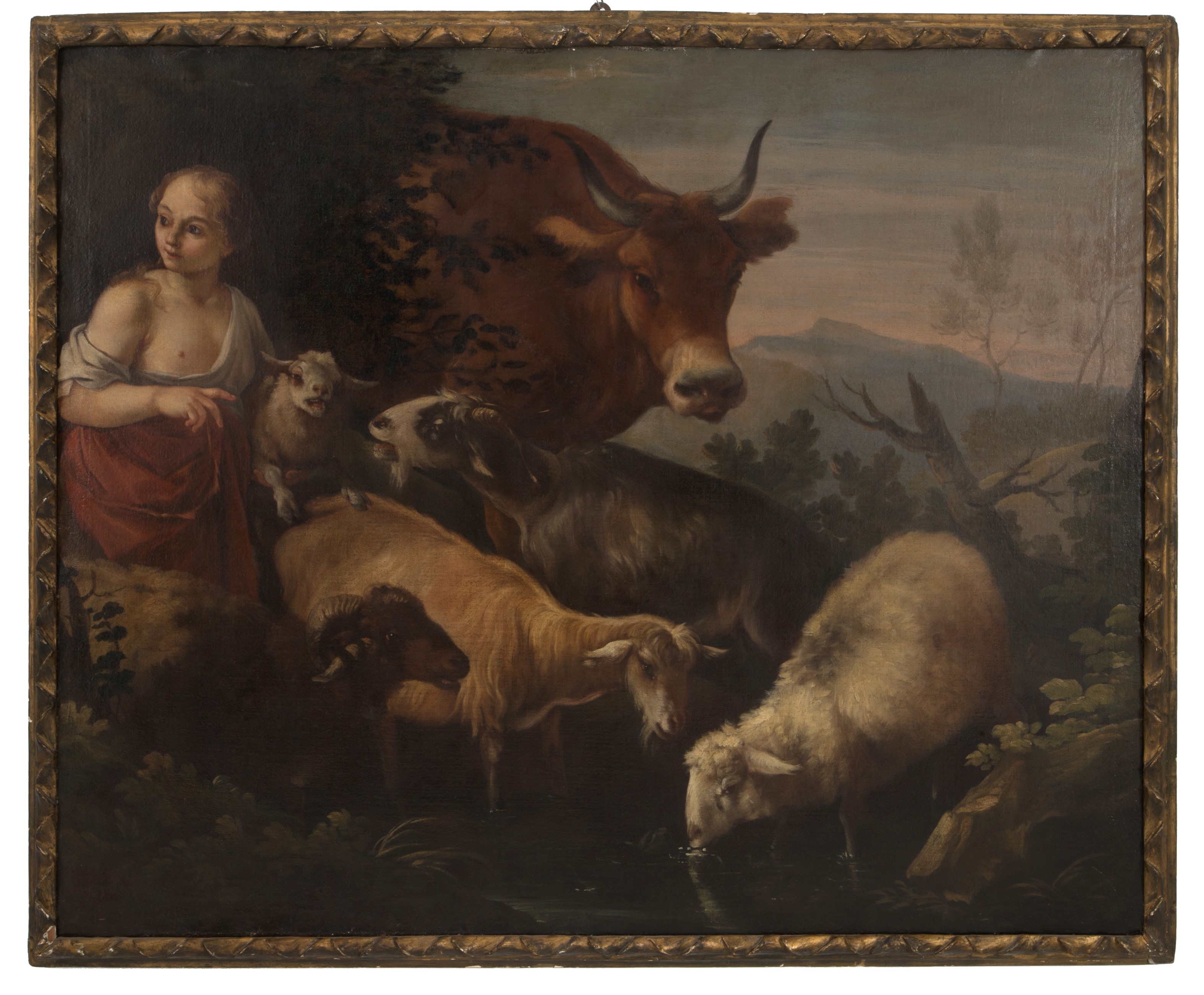 Francesco Londonio - Coppia di Dipinti "bimbi con Greggi e Armenti"