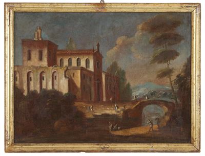 Dipinto "chiesa con Ponte"