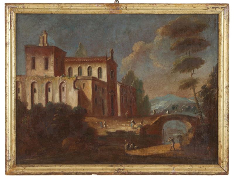 Dipinto "chiesa con Ponte"