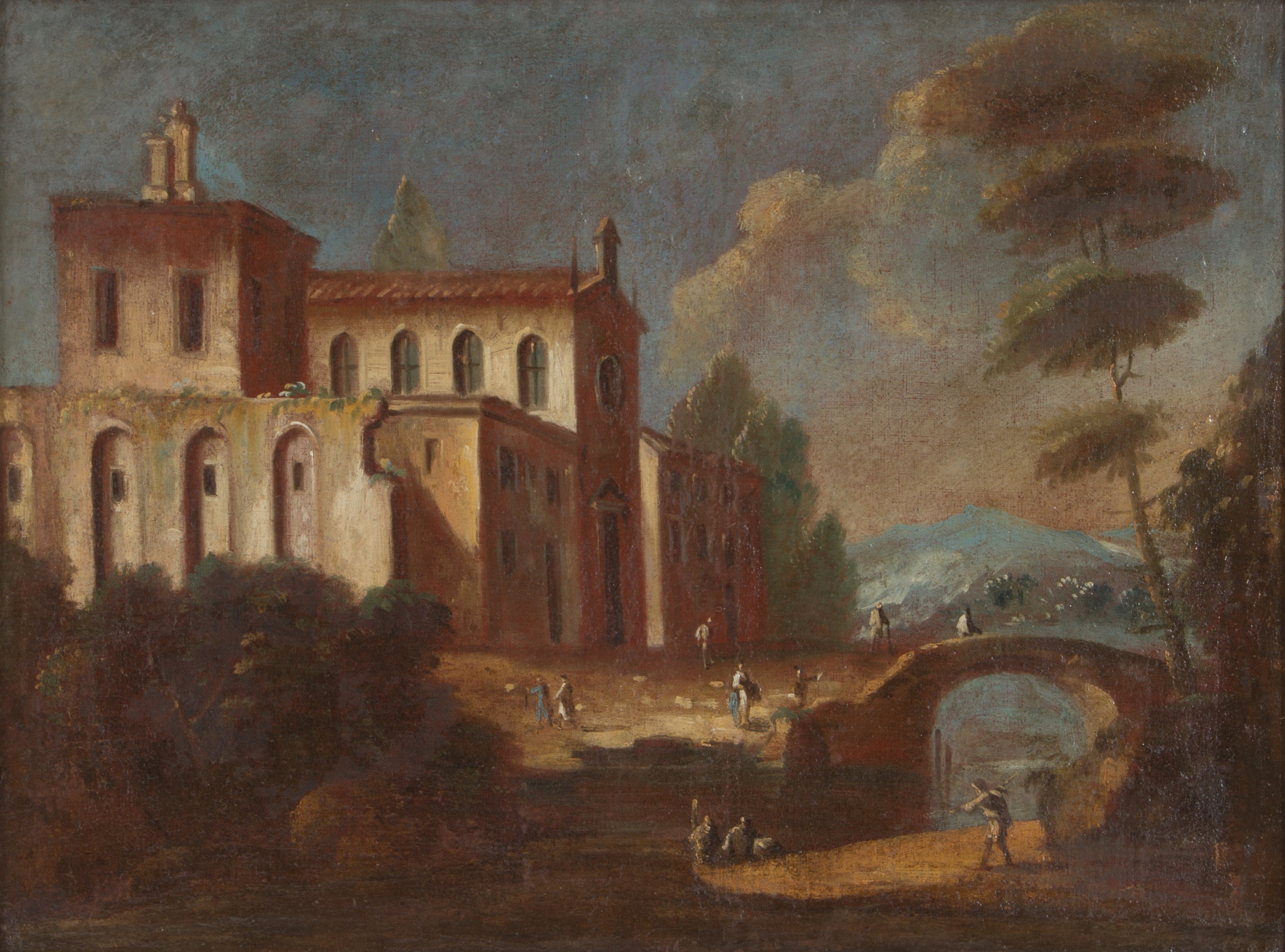 Dipinto "chiesa con Ponte"