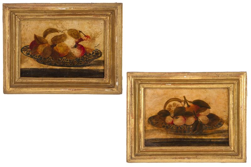 Coppia di Nature Morte su Pergamena