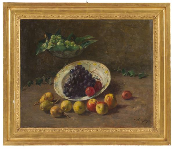 LAMMERT LEIRE VAN DER TONGE - Painting "STILL LIFE WITH GRAPES AND APPLES"