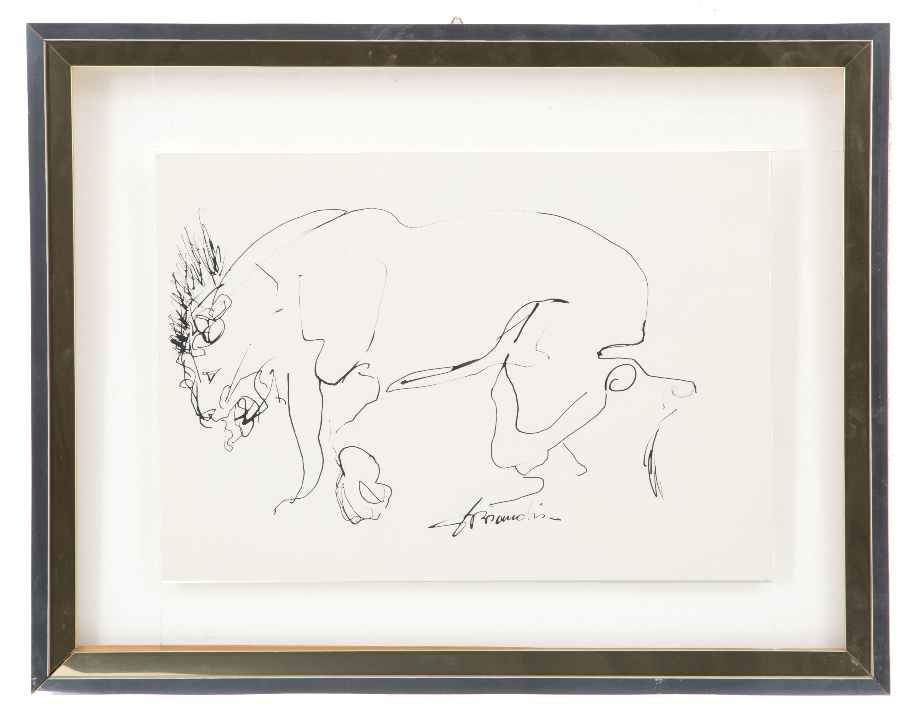 Coppia di Disegni a China "leoni"