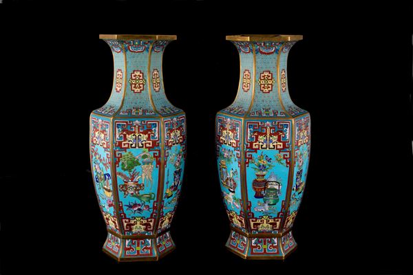 Coppia di vasi cloisonné