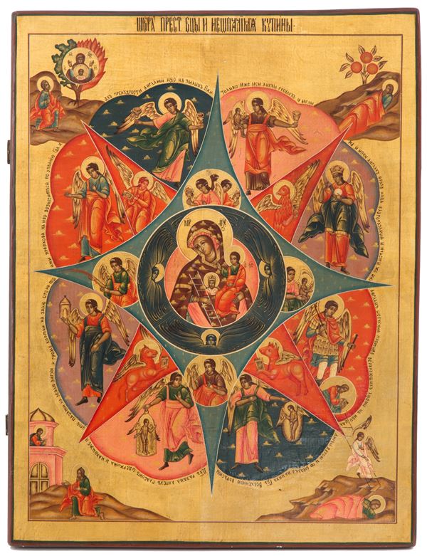 Icona "MADONNA CON BAMBINO, I QUATTRO EVANGELISTI E ANGELI"