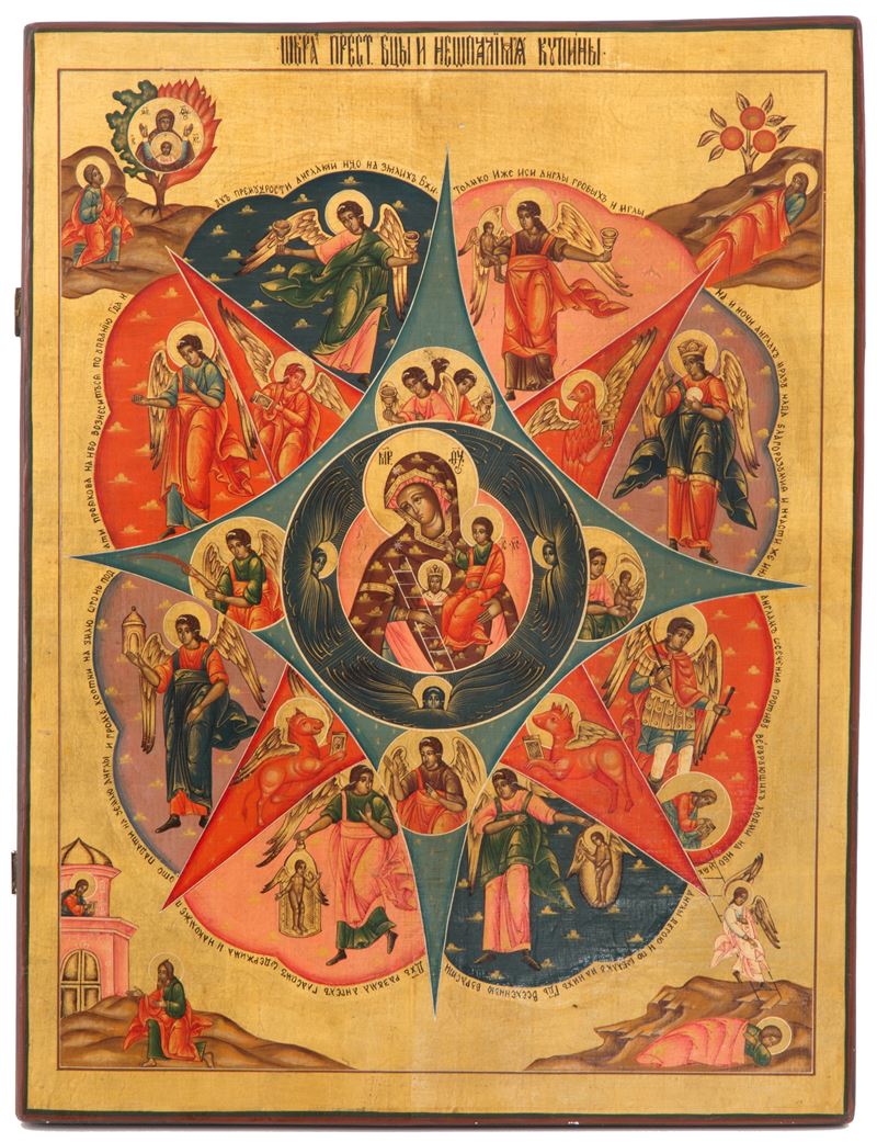 Icona "MADONNA CON BAMBINO, I QUATTRO EVANGELISTI E ANGELI"