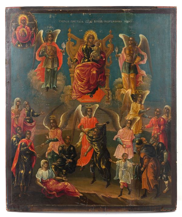 Icon "THE VIRGIN ENTHRONED WITH ANGELS AND SAINTS"