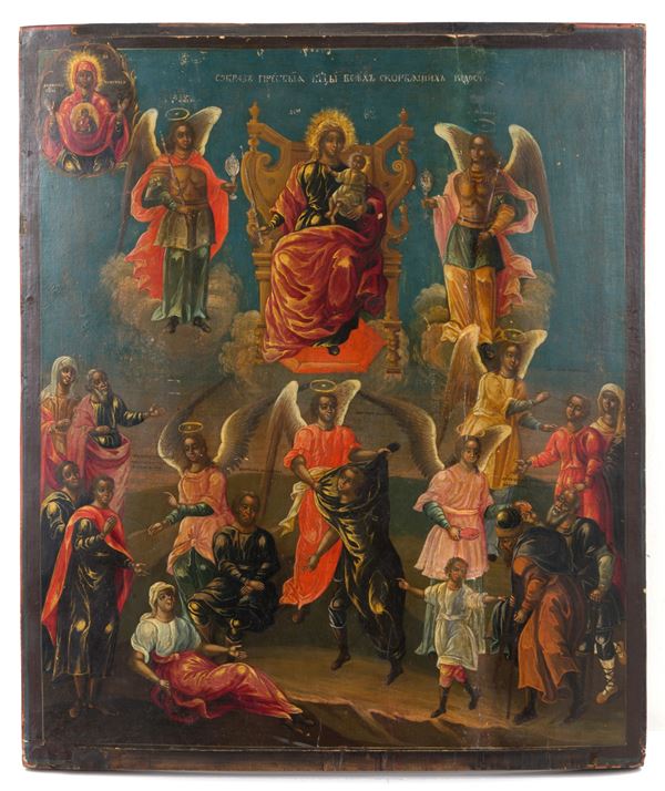 Icona "LA VERGINE IN TRONO CON ANGELI E SANTI"