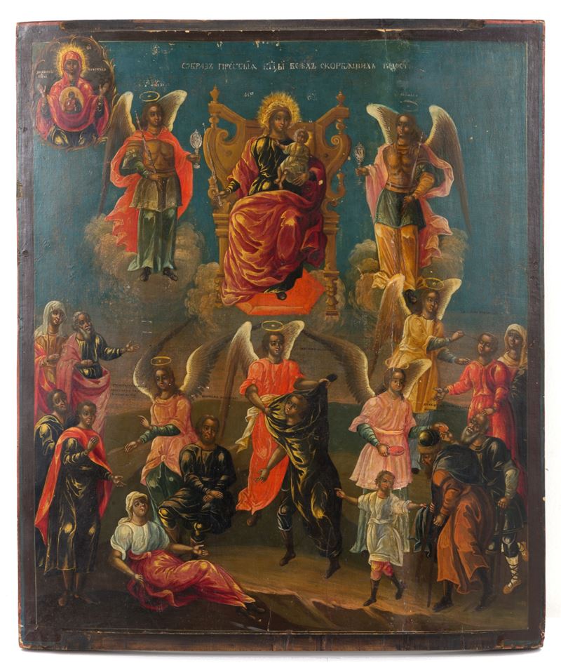 Icona "la Vergine in Trono con Angeli e Santi"