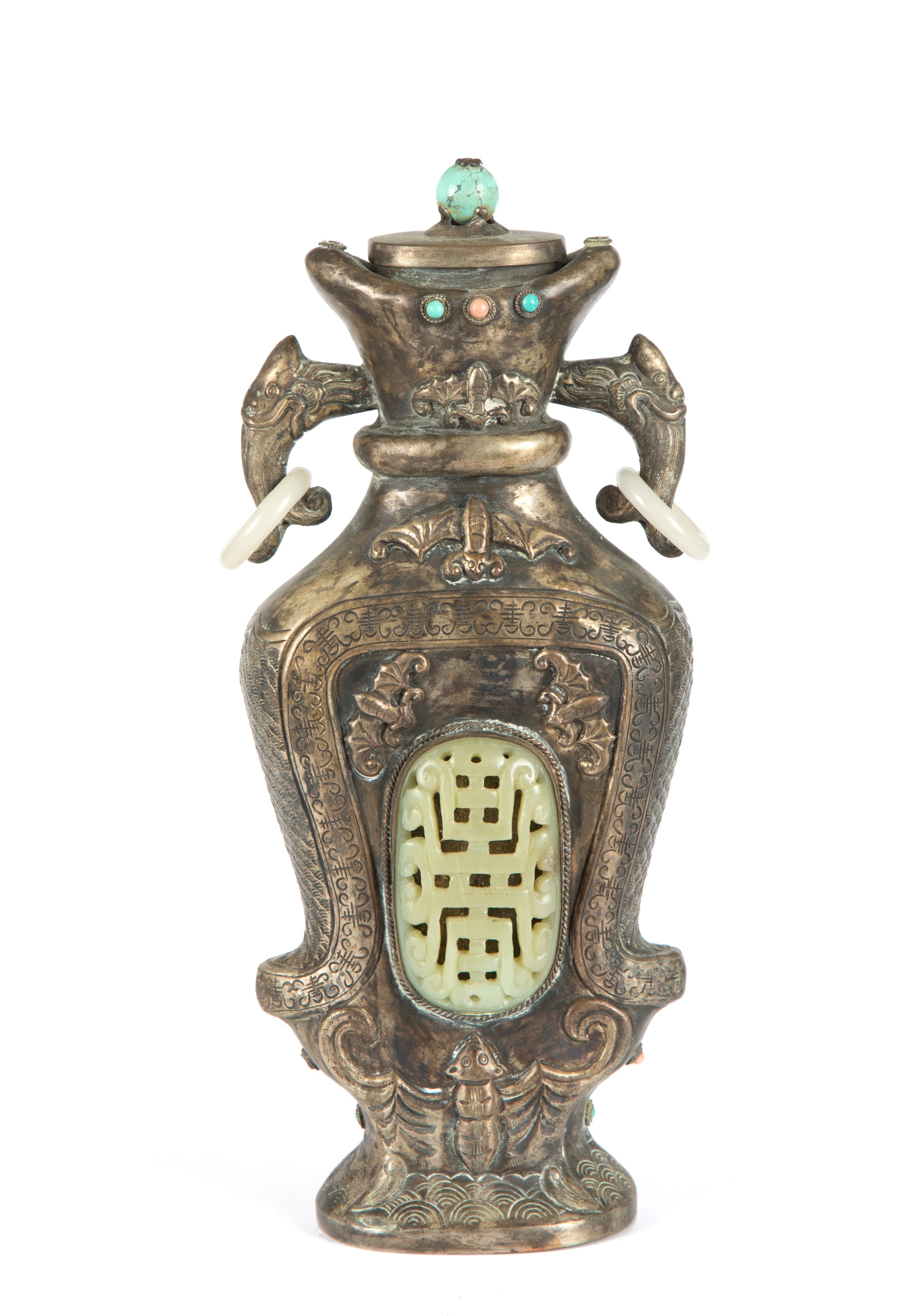 Vaso con coperchio in argento