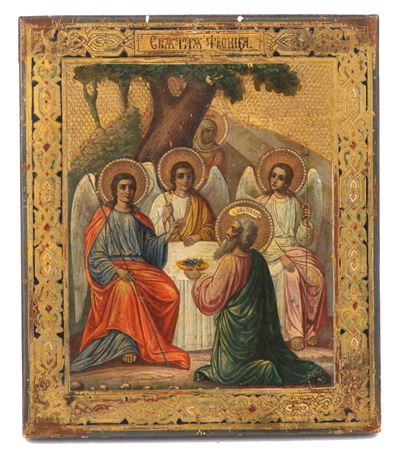 Icona Fondo Oro "abramo e i Tre Angeli"